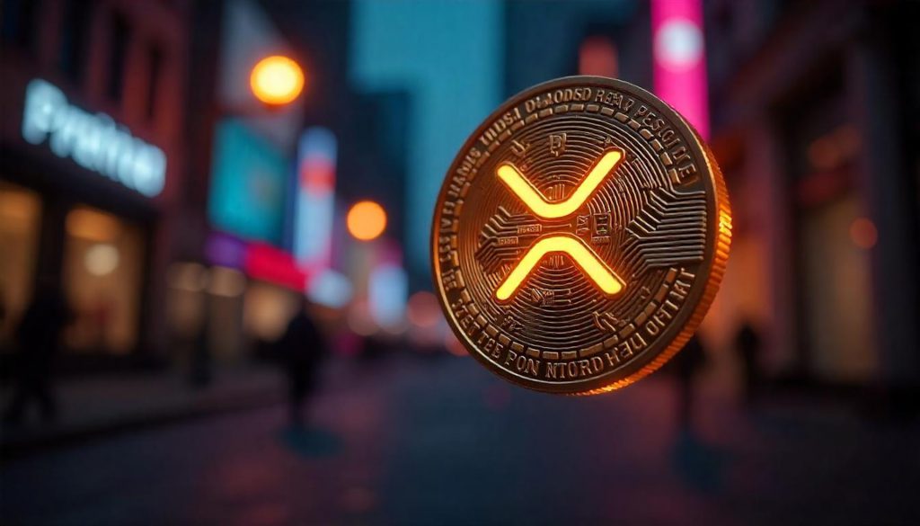 XRP coin in the city