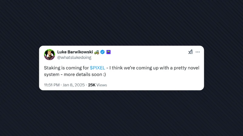 Pixels CEO Teases Staking for $PIXEL Coming Soon