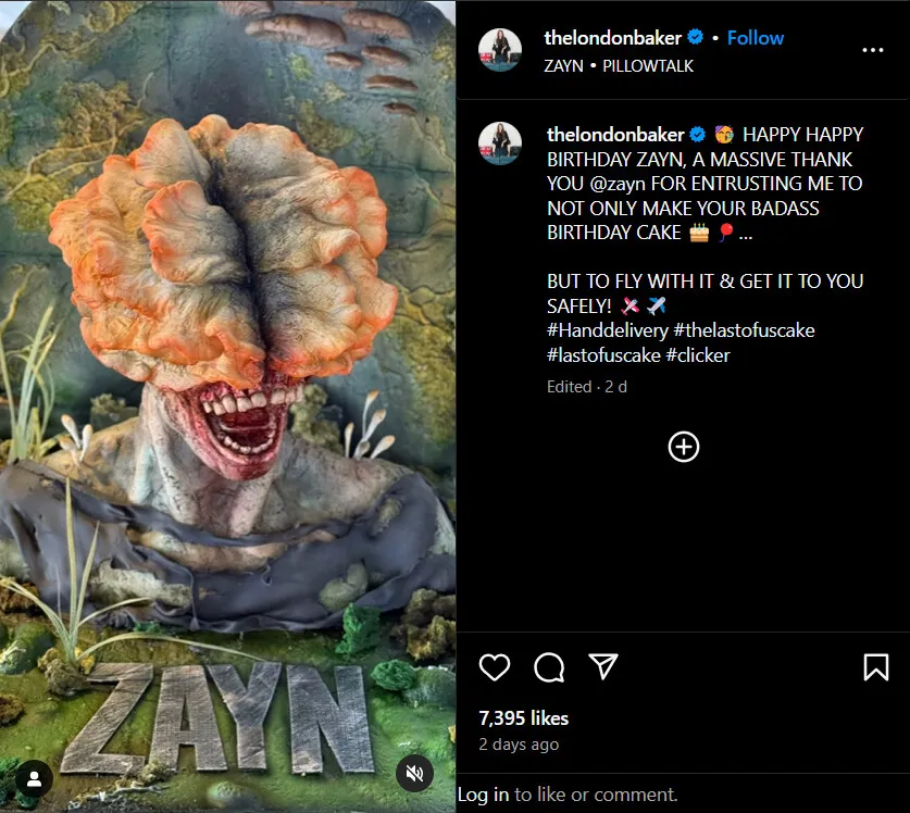 Zayn Malik celebrates birthday with The Last of Us themed cake.