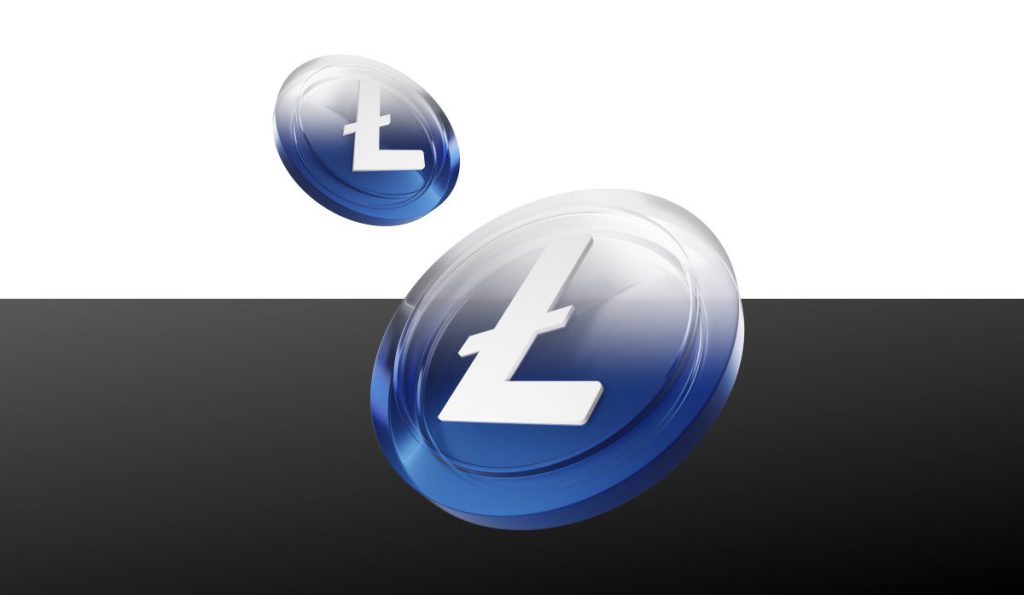 litecoin logo black and white background