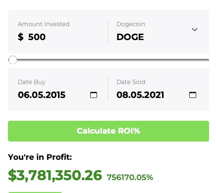 DOGE ROI calculator