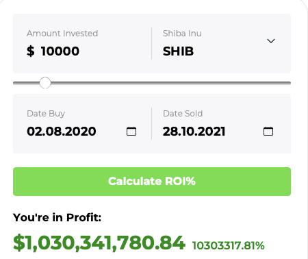 Shiba Inu ROI calculator