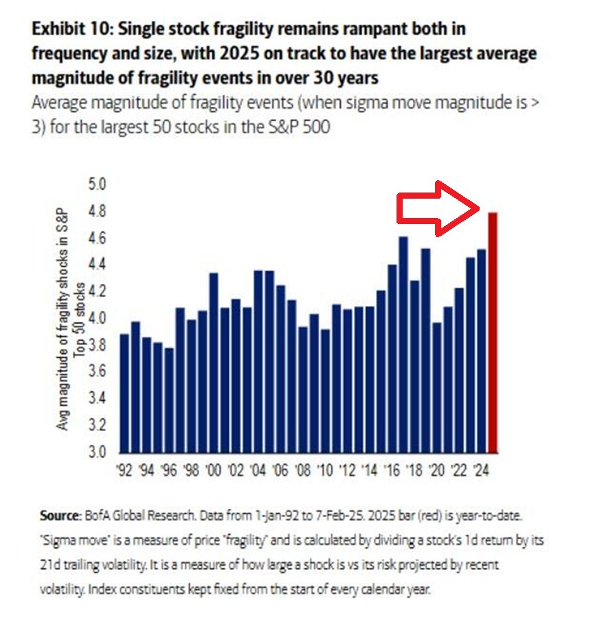 Stock fragility has hit an all-time high among the 50 largest stocks in the S&P 500