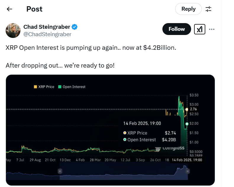 Optimis around XRP amid open interest rebound